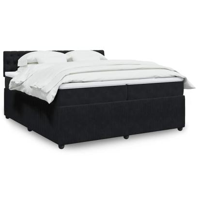 Pat box spring cu saltea, negru, 200x200 cm, catifea GartenMobel Dekor