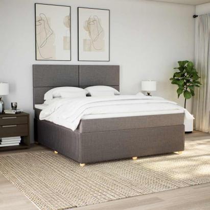 Pat continental cu saltea, gri taupe, 180x200 cm, textil GartenMobel Dekor