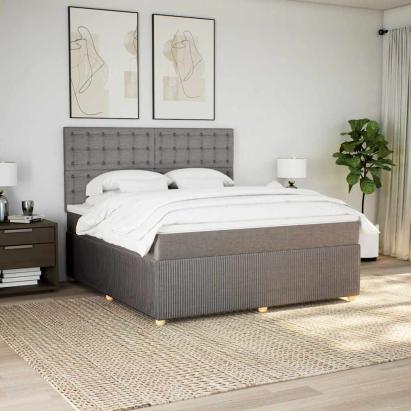 Pat continental cu saltea, gri taupe, 180x200 cm, textil GartenMobel Dekor