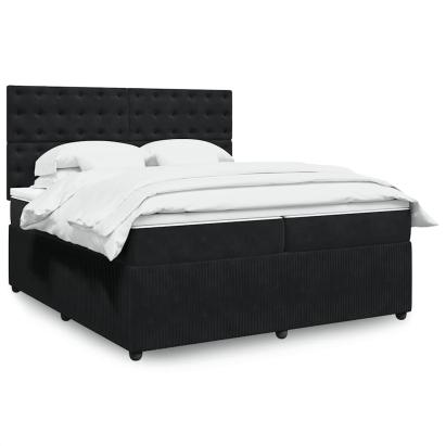 Pat box spring cu saltea, negru, 200x200 cm, catifea GartenMobel Dekor