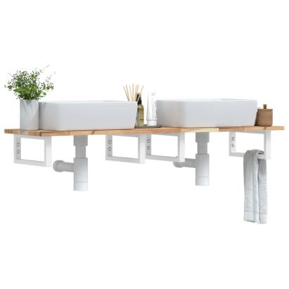Raft pentru lavoar montat pe perete, oțel și lemn masiv acacia GartenMobel Dekor