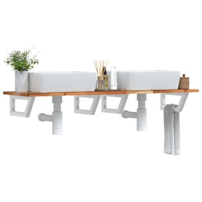 Raft pentru lavoar montat pe perete, oțel și lemn masiv acacia GartenMobel Dekor