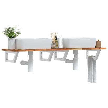 Raft pentru lavoar montat pe perete, oțel și lemn masiv acacia GartenMobel Dekor