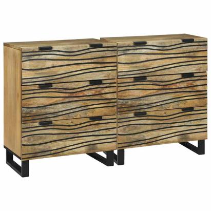Bufeturi cu sertar cu depozitare 2 pcs Maro Mediu Lemn de mango solid GartenMobel Dekor