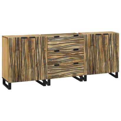 Set de mobilier pentru baie 3 pcs Maro Mediu Lemn masiv GartenMobel Dekor