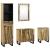 Set de mobilier pentru baie cu sertar cu raft cu depozitare cu ușă cu oglindă 4 pcs Maro mare GartenMobel Dekor