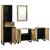 Set de mobilier pentru baie cu sertar cu raft cu depozitare cu ușă cu oglindă 4 pcs Maro mare GartenMobel Dekor