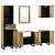 Set de mobilier pentru baie cu sertar cu raft cu depozitare cu ușă cu oglindă 5 pcs Maro Mediu GartenMobel Dekor