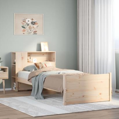 Pat cu bibliotecă fără saltea, 75x190 cm, lemn masiv de pin GartenMobel Dekor