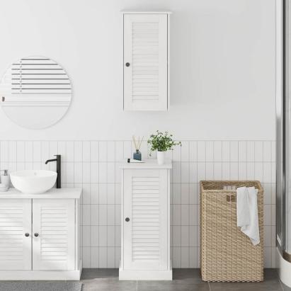 Set de mobilier pentru baie cu raft cu depozitare cu ușă 2 pcs alb antichizat GartenMobel Dekor