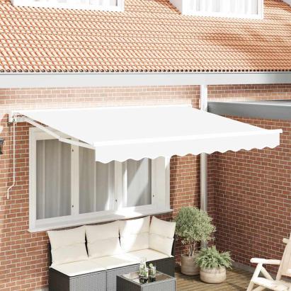 Cortina Retractabilă Manual Alb 350x200 cm Țesătură și Aluminiu GartenMobel Dekor