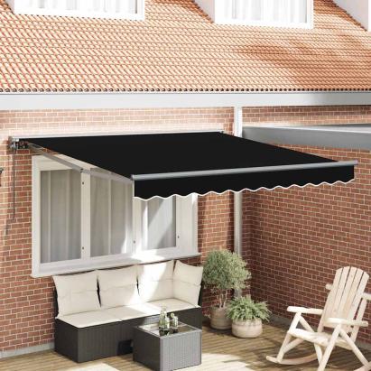 Cortina Retractabilă Manual Negru 300x250 cm Poliester GartenMobel Dekor