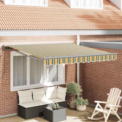 Cortina Retractabilă Manual Verde și galben 300x250 cm Tesatura GartenMobel Dekor