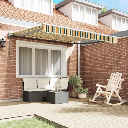 Cortina Retractabilă Manual Verde și galben 350x250 cm GartenMobel Dekor
