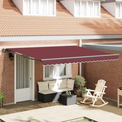 Cort electric semi-casetat Manual Roșu Burgund 400x300 cm GartenMobel Dekor