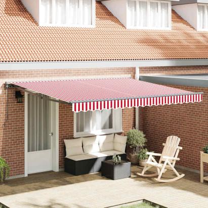 Cortina Retractabilă Manual Stripe Roșu și Alb 400x300 cm GartenMobel Dekor