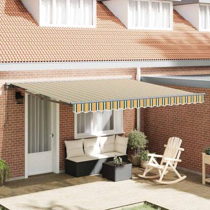 Cortina Retractabilă Manual Verde și galben 400x300 cm GartenMobel Dekor