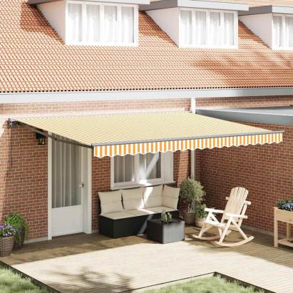 Cortina Retractabilă Manual Portocalie și albă 450x300 cm GartenMobel Dekor