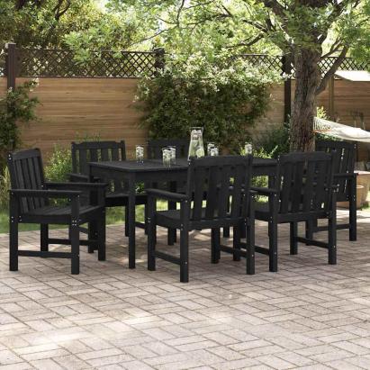 Scaune de Masă pentru Grădină  6 pcs Negre 65,5x55,5x88 cm HDPE GartenMobel Dekor