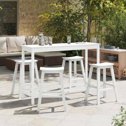 Scaune Bar  6 pcs Alb HDPE GartenMobel Dekor