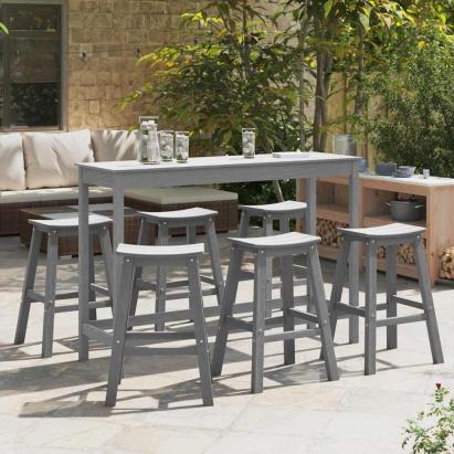 Scaune de Bar  9 pcs Gri deschis HDPE GartenMobel Dekor
