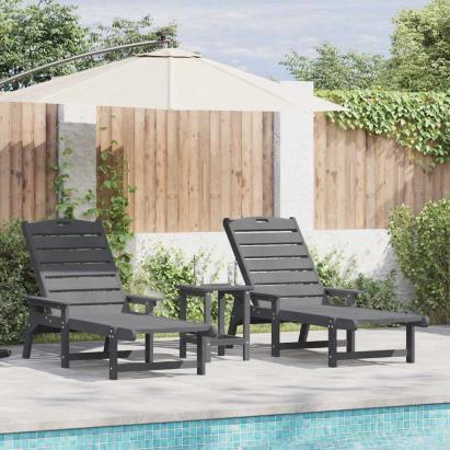 Șezlonguri 2 buc Gri deschis 162x53x98.5 cm HDPE GartenMobel Dekor