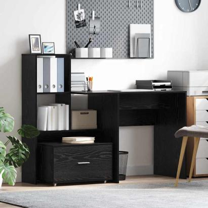 Birou Stejar negru 131.5 x 50 x 106.5 cm Lemn compozit GartenMobel Dekor