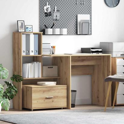 Birou stejar artizanal 131.5 x 50 x 106.5 cm Lemn compozit GartenMobel Dekor