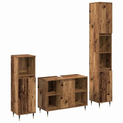 Set de Mobilier pentru Baie 3 Piese Lemn Vechi Lemn Întărit GartenMobel Dekor