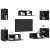 Set comodă TV cu raft Altele cu depozitare cu ușă 7 pcs Stejar negru Lemn compozit GartenMobel Dekor
