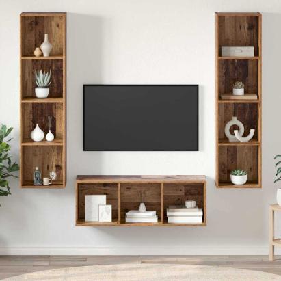Set dulap TV 3 pcs Lemn vechi 37 x 37 x 142.5 cm Lemn compozit GartenMobel Dekor