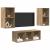 Set dulap TV cu raft Pe perete 3 pcs stejar artizanal 37 x 37 x 107 cm GartenMobel Dekor