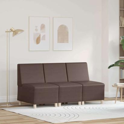 Scaune canapea 3 pcs Maro 55 x 74 x 82 cm Piele artificială GartenMobel Dekor