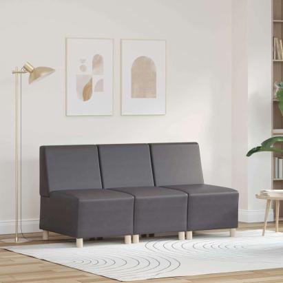 Scaune canapea 3 pcs Gri 55 x 74 x 82 cm Piele artificială GartenMobel Dekor