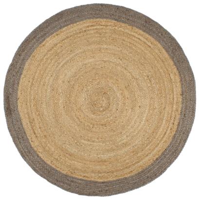 Covor lucrat manual cu margine gri, 180 cm, iută GartenMobel Dekor
