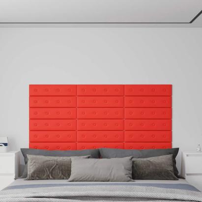 Panouri perete 12 buc. roșu, 60x15 cm, piele ecologică, 1,08 m² GartenMobel Dekor
