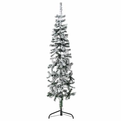 Jumătate brad de Crăciun artificial subțire, cu zăpadă, 150 cm GartenMobel Dekor