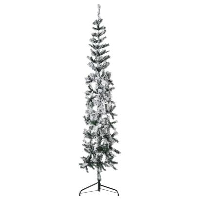 Jumătate brad de Crăciun artificial subțire, cu zăpadă, 180 cm GartenMobel Dekor