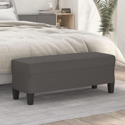Bancă, gri, 100x35x41 cm, piele ecologică GartenMobel Dekor