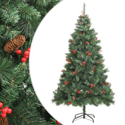 Pom Crăciun artificial cu balamale, conuri, fructe roșii 240 cm GartenMobel Dekor