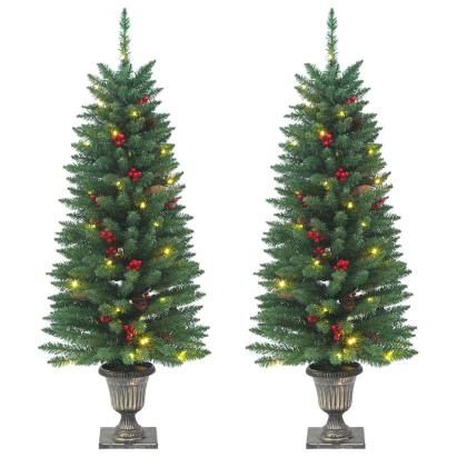 Brazi de Crăciun artificiali 2 buc. 100 LED-uri verde 120 cm GartenMobel Dekor