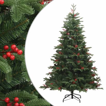 Pom Crăciun artificial cu balamale, conuri, fructe roșii 210 cm GartenMobel Dekor
