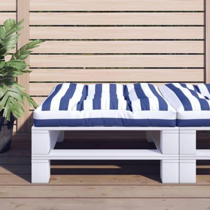 Pernă de paleți, albastru/alb, 80x80x12 cm, textil, dungi GartenMobel Dekor