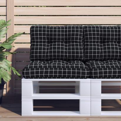 Perne de paleți, 2 buc., negru carouri, textil GartenMobel Dekor