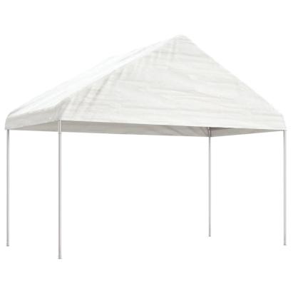 Foișor cu acoperiș, alb, 4,08x2,23x3,22 m, polietilenă GartenMobel Dekor