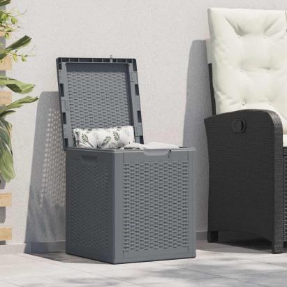 Cutie de depozitare pentru grădină, gri, 90 L, PP ratan GartenMobel Dekor