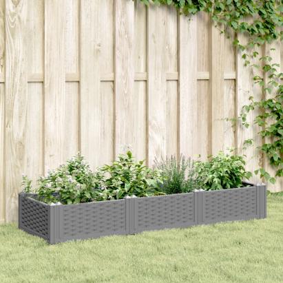 Jardinieră grădină cu țăruși, gri deschis, 125x40x28,5 cm PP GartenMobel Dekor