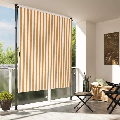 Jaluzea rulou de exterior portocaliu/alb 200x270 cm textil/oțel GartenMobel Dekor