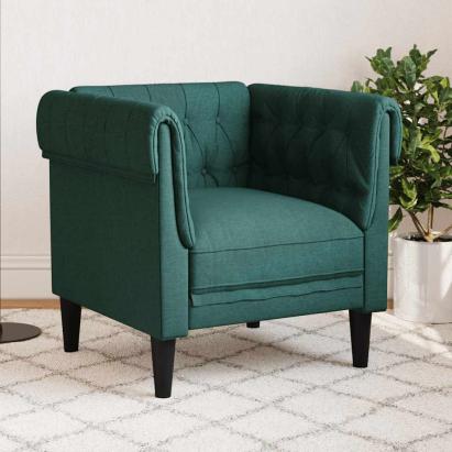 Fotoliu Chesterfield verde închis, material textil GartenMobel Dekor