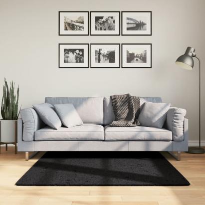 Covor „OVIEDO”, fire scurte, negru, 120x120 cm GartenMobel Dekor